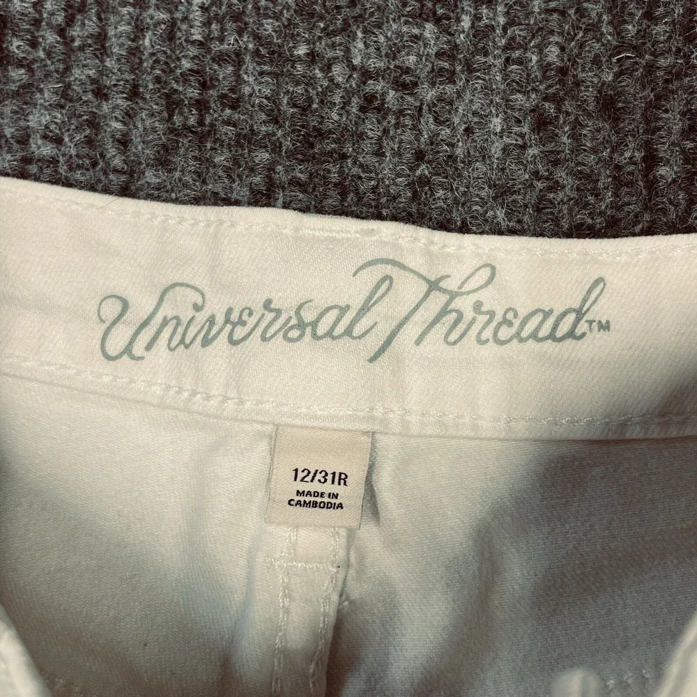 UNIVERSAL THREAD Jeans Women‎ 12  White Stretch High-Rise Skinny Crop Denim Pant